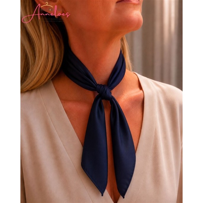 Dames sjaal korte hals sjaaltjes 534 marine  blauw effen